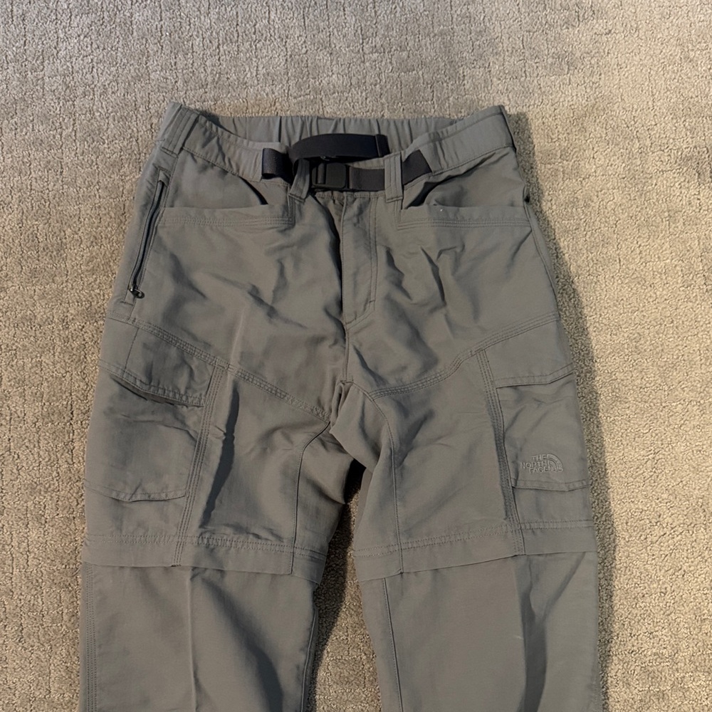 The North Face Convertible Tech Pants Mens Gray Paramount Hiking Belted LG